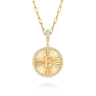 14K Yellow Gold Diamond Initial E Medallion Pendant With Detachable Bail - 0.65 ct