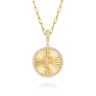 14K Yellow Gold Diamond Initial F Medallion Pendant With Detachable Bail - 0.65 ct