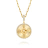 14K Yellow Gold Diamond Initial G Medallion Pendant With Detachable Bail - 0.65 ct