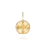 14K Yellow Gold Diamond Initial I Medallion Pendant With Detachable Bail - 0.65 ct