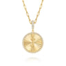 14K Yellow Gold Diamond Initial J Medallion Pendant With Detachable Bail - 0.65 ct