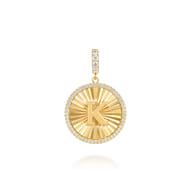 14K Yellow Gold Diamond Initial K Medallion Pendant With Detachable Bail