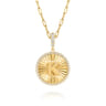 14K Yellow Gold Diamond Initial K Medallion Pendant With Detachable Bail - 0.65 ct