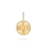 14K Yellow Gold Diamond Initial M Medallion Pendant With Detachable Bail - 0.65 ct