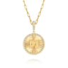 14K Yellow Gold Diamond Initial M Medallion Pendant With Detachable Bail - 0.65 ct