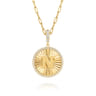 14K Yellow Gold Diamond Initial N Medallion Pendant With Detachable Bail - 0.65 ct