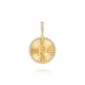 14K Yellow Gold Diamond Initial P Medallion Pendant With Detachable Bail - 0.65 ct