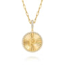 14K Yellow Gold Diamond Initial P Medallion Pendant With Detachable Bail - 0.65 ct
