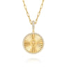 14K Yellow Gold Diamond Initial Q Medallion Pendant With Detachable Bail - 0.65 ct