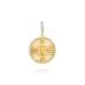 14K Yellow Gold Diamond Initial R Medallion Pendant With Detachable Bail - 0.65 ct
