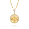 14K Yellow Gold Diamond Initial R Medallion Pendant With Detachable Bail - 0.65 ct