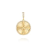 14K Yellow Gold Diamond Initial S Medallion Pendant With Detachable Bail - 0.65 ct