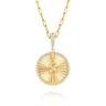 14K Yellow Gold Diamond Initial S Medallion Pendant With Detachable Bail - 0.65 ct