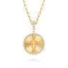 14K Yellow Gold Diamond Initial T Medallion Pendant With Detachable Bail - 0.65 ct
