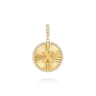 14K Yellow Gold Diamond Initial X Medallion Pendant With Detachable Bail - 0.65 ct