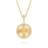 14K Yellow Gold Diamond Initial Y Medallion Pendant With Detachable Bail - 0.65 ct