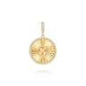 14K Yellow Gold Diamond Initial Z Medallion Pendant With Detachable Bail - 0.65 ct