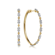 14K Yellow Gold Diamond Intricate Hoop Earrings 40mm