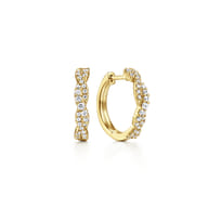 14K Yellow Gold Diamond Intricate Hoop Earrings