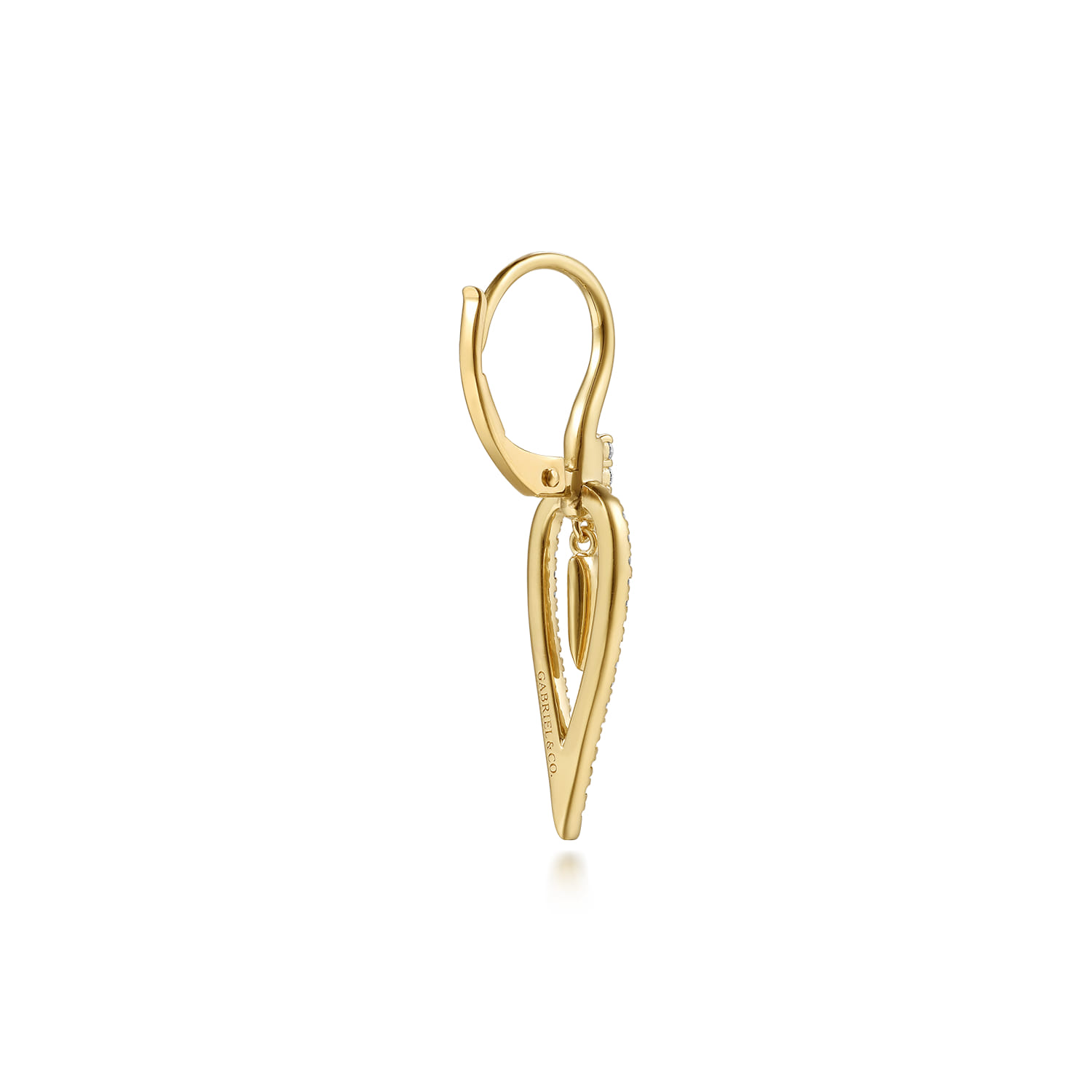 14K Yellow Gold Diamond Inverted Teardrop Leverback Earrings - 0.3 ct - Shot 2
