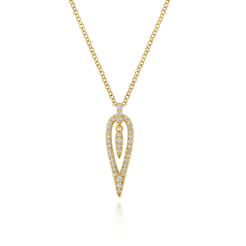 14K Yellow Gold Diamond Inverted Teardrop Pendant Necklace