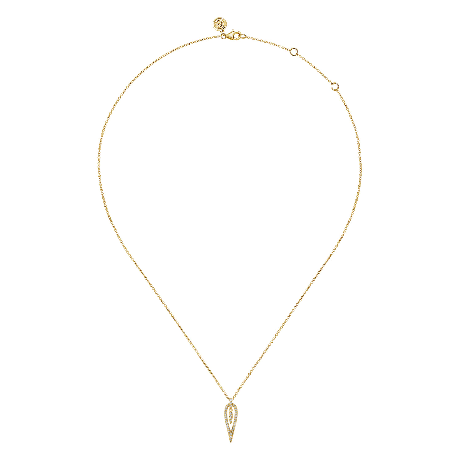 14K Yellow Gold Diamond Inverted Teardrop Pendant Necklace - 0.17 ct - Shot 2