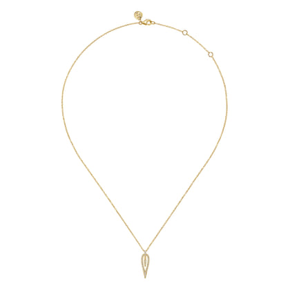 14K Yellow Gold Diamond Inverted Teardrop Pendant Necklace