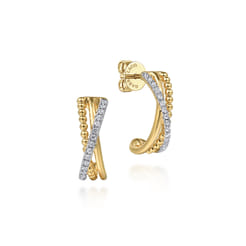 14K Yellow Gold Diamond J Earrings-Bujukan
