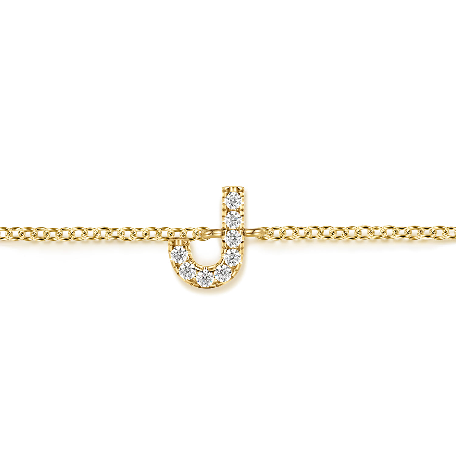 14K Yellow Gold Diamond J Initial Chain Bracelet - 0.05 ct - Shot 2