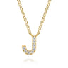 14K Yellow Gold Diamond J Initial Pendant Necklace - 0.05 ct