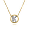 14K Yellow Gold Diamond K Initial Pendant Necklace - 0.06 ct