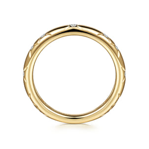 14K Yellow Gold Diamond Ladies Stackable Ring