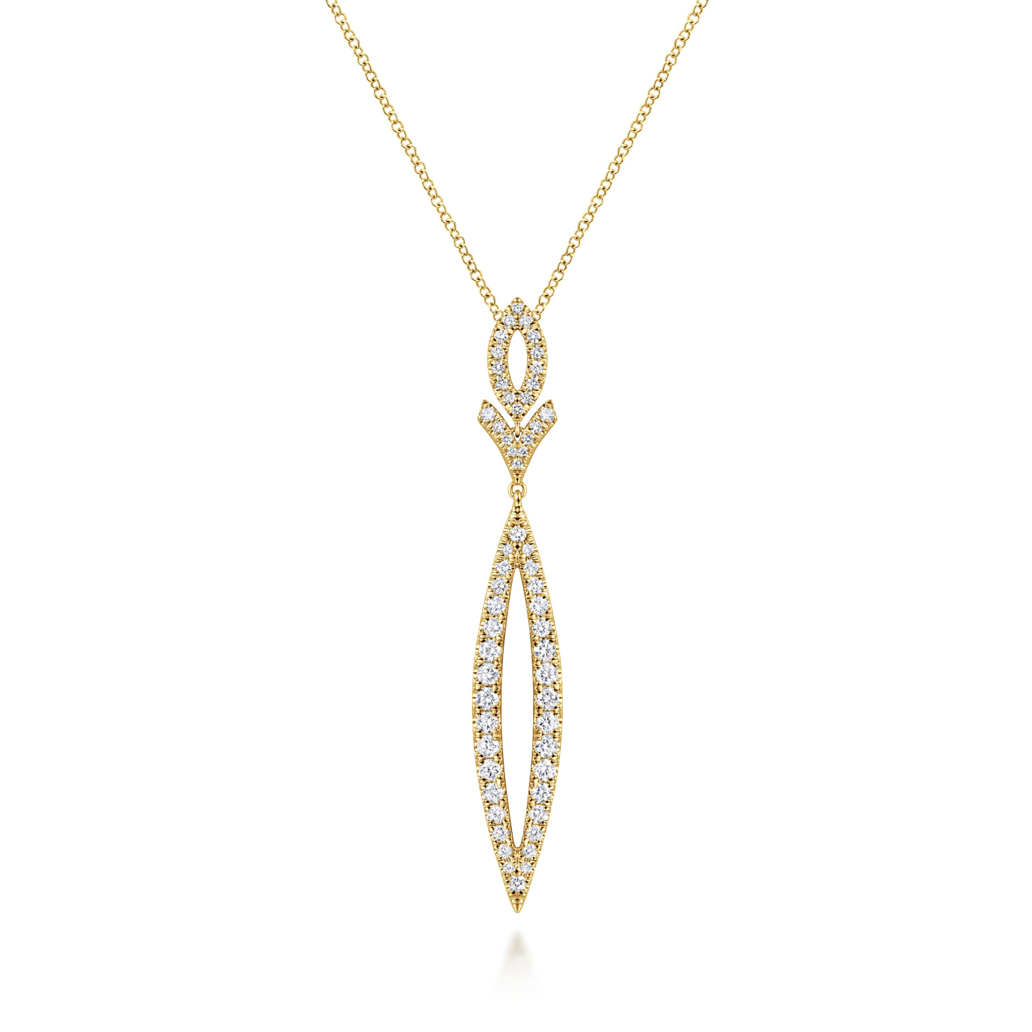 14K Yellow Gold Diamond Lariat Necklace - 0.8 ct - Shot 1