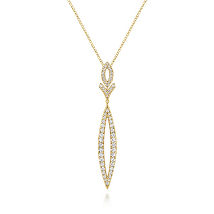 14K Yellow Gold Diamond Lariat Necklace