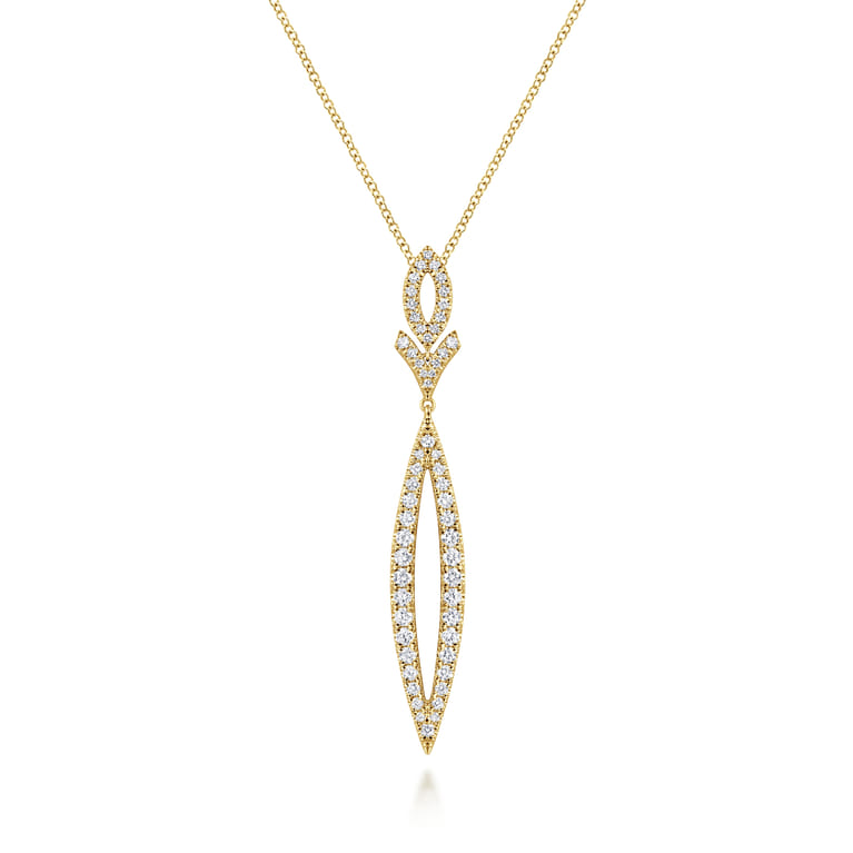 14K Yellow Gold Diamond Lariat Necklace - 0.8 ct - Shot 1