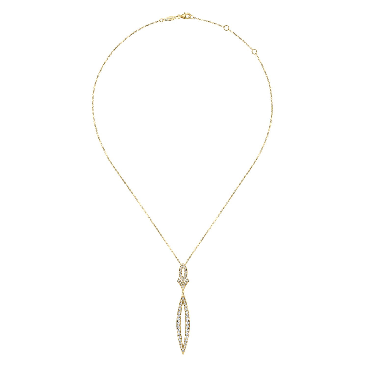 14K Yellow Gold Diamond Lariat Necklace - 0.8 ct - Shot 2
