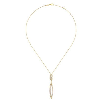 14K Yellow Gold Diamond Lariat Necklace