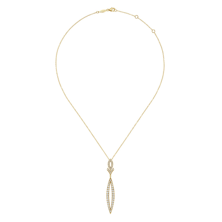 14K Yellow Gold Diamond Lariat Necklace - 0.8 ct - Shot 2