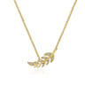 14K Yellow Gold Diamond Leaf Pendant Necklace - 0.05 ct