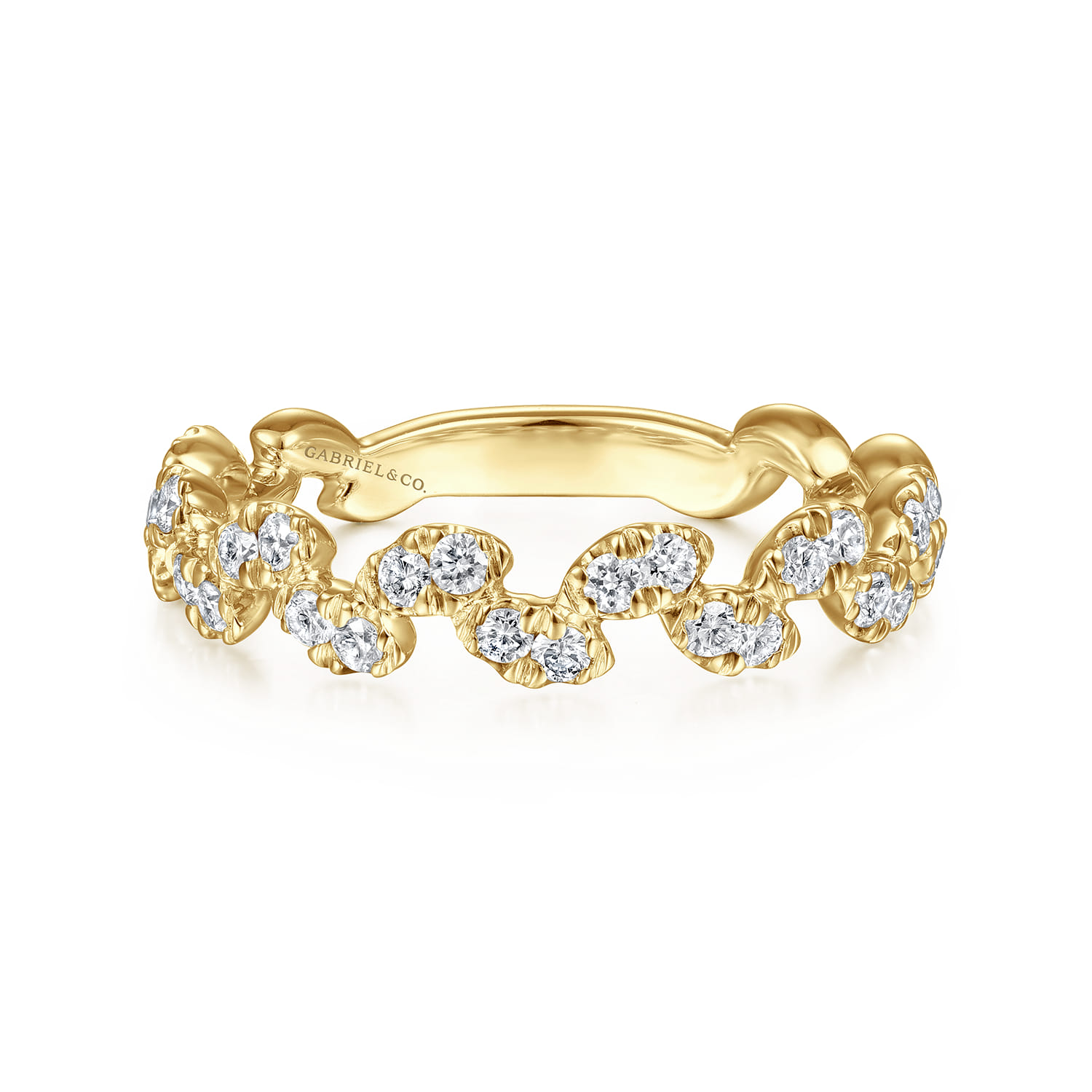 14K Yellow Gold Diamond Leaf Ring - 0.38 ct - Shot 1