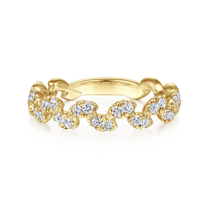 14K Yellow Gold Diamond Leaf Ring
