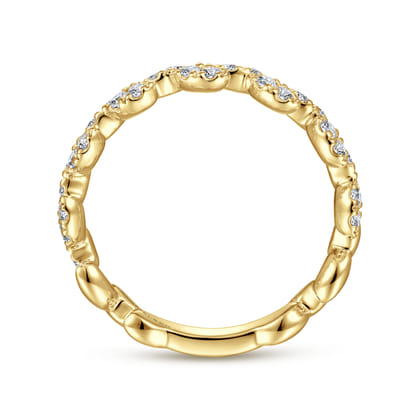 14K Yellow Gold Diamond Leaf Ring