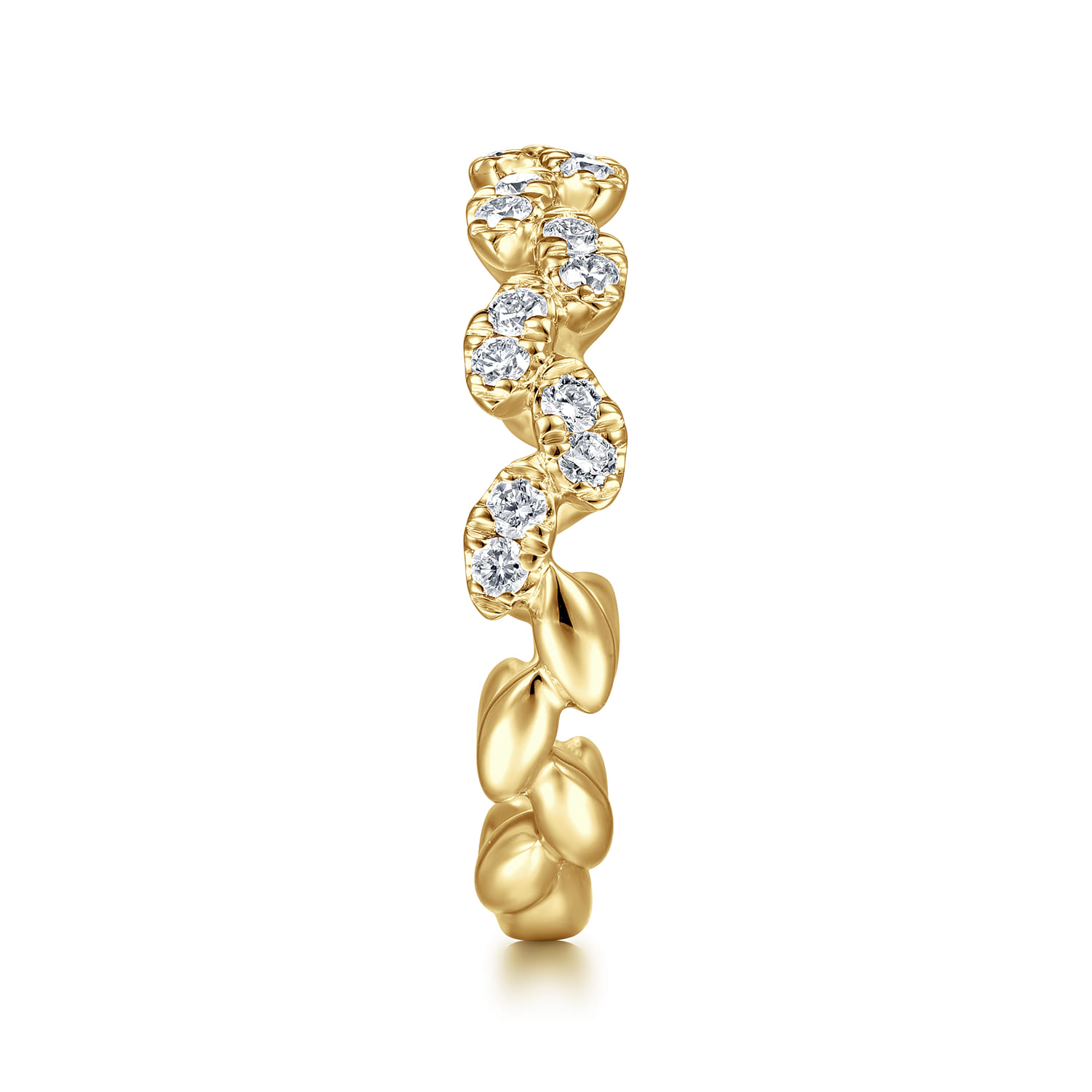 14K Yellow Gold Diamond Leaf Ring - 0.38 ct - Shot 4