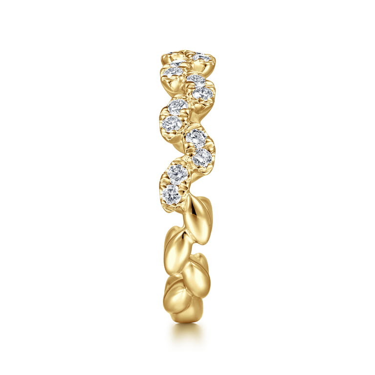 14K Yellow Gold Diamond Leaf Ring - 0.38 ct - Shot 4