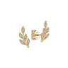 14K Yellow Gold Diamond Leaf Stud Earrings - 0.08 ct