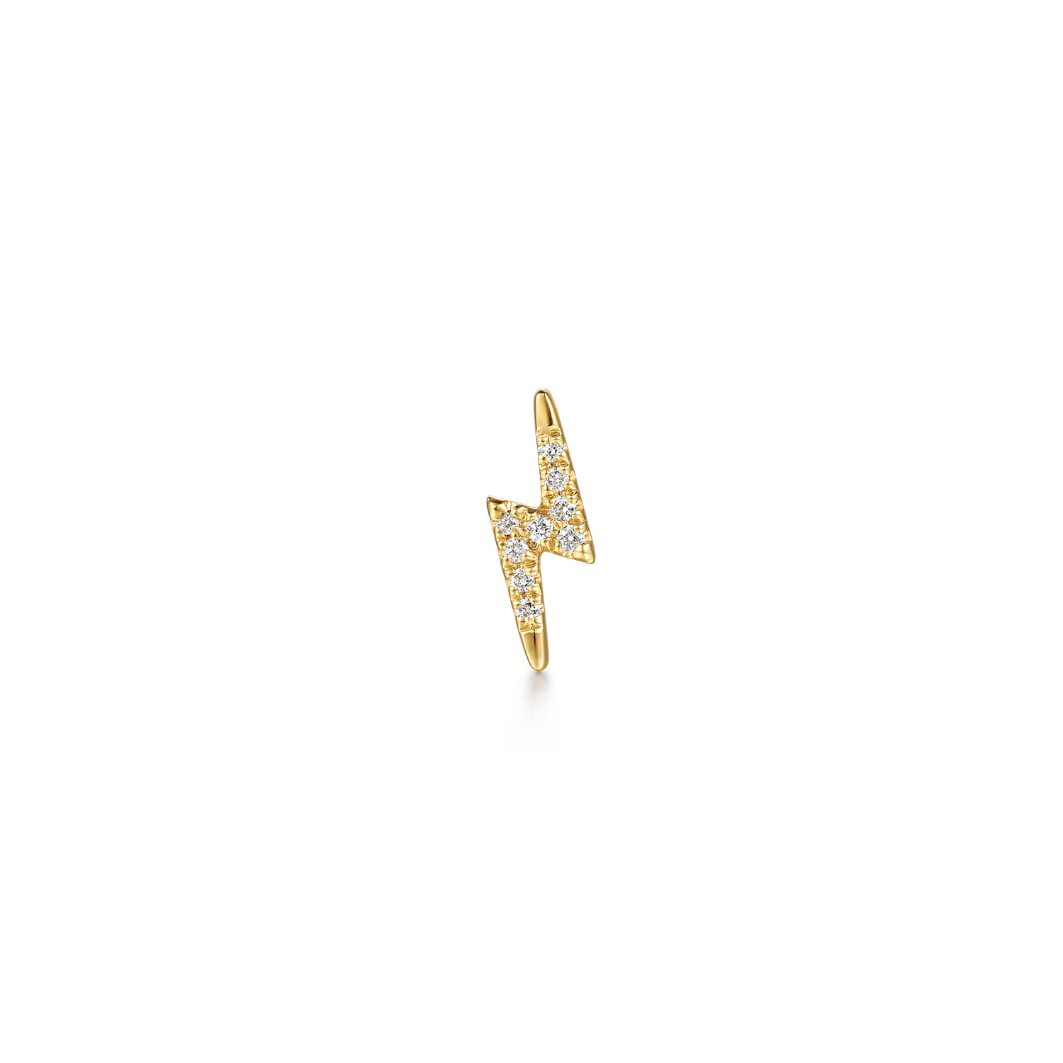 14K Yellow Gold Diamond Lightning Bolt Single Flatback Stud Earring - 0.04 ct - Shot 1