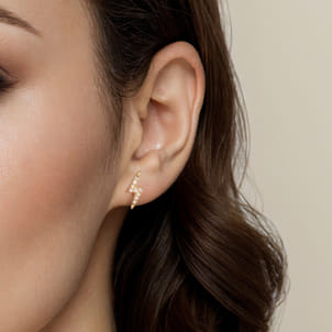 14K Yellow Gold Diamond Lightning Bolt Stud Earrings