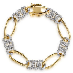 14K Yellow Gold Diamond Link Chain Bracelet