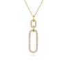 14K Yellow Gold Diamond Link Chain Drop Pendant Necklace - 1.2 ct