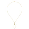14K Yellow Gold Diamond Link Chain Drop Pendant Necklace - 1.2 ct